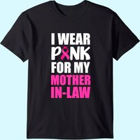 Je Porte Du Rose Pour Ma Belle-Mère T-shirt Ruban Rose Cancer Du Sein — T-shirts pour hommes