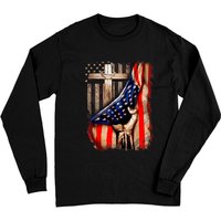Vintage Men's Faith Over Fear Christian Cross Long Sleeve T-Shirt — Mens T Shirts