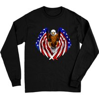 T-shirt à manches longues American Eagle Patriot avec drapeau américain — T-shirts pour hommes
