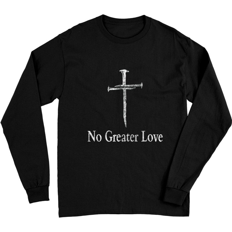 T-shirt à manches longues Christian No Greater Love Distressed Cross — T-shirts pour hommes