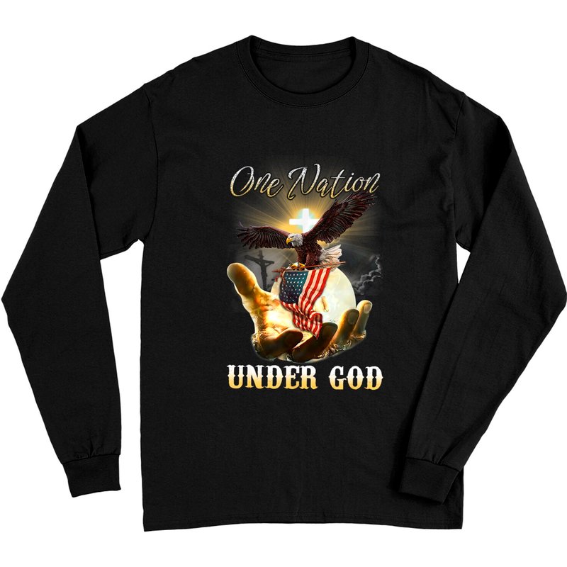 Eagle USA Christian Patriot One Nation Under God Manches Longues