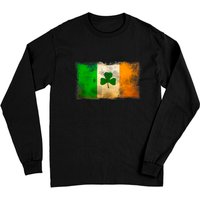 Distressed Ireland Flag Shamrock Vintage Long Sleeve T-Shirt — Mens T Shirts