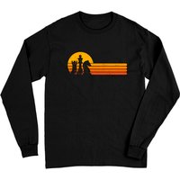 T-shirt à manches longues Vintage Joueur d'échecs au coucher de soleil — T-shirts pour hommes