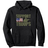 Vintage US Military Support Our Troops American Flag Hoodie — Mens Hoodies