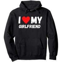 I Love My Girlfriend Red Heart Pullover Hoodie — Mens Hoodies