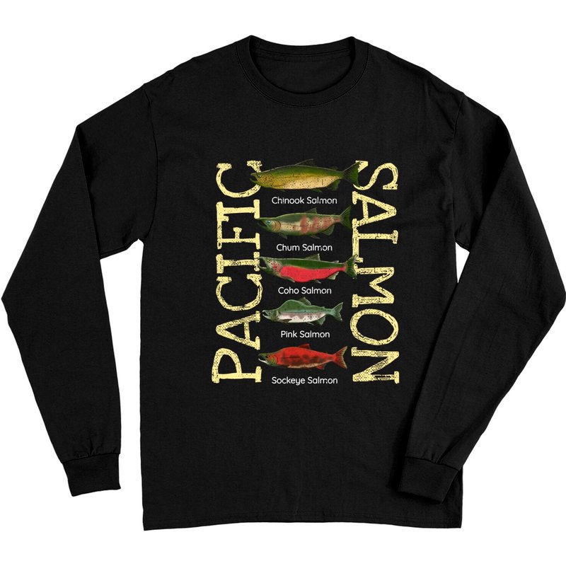 Pacific Salmon Fishing Long Sleeve T-Shirt for Unisex