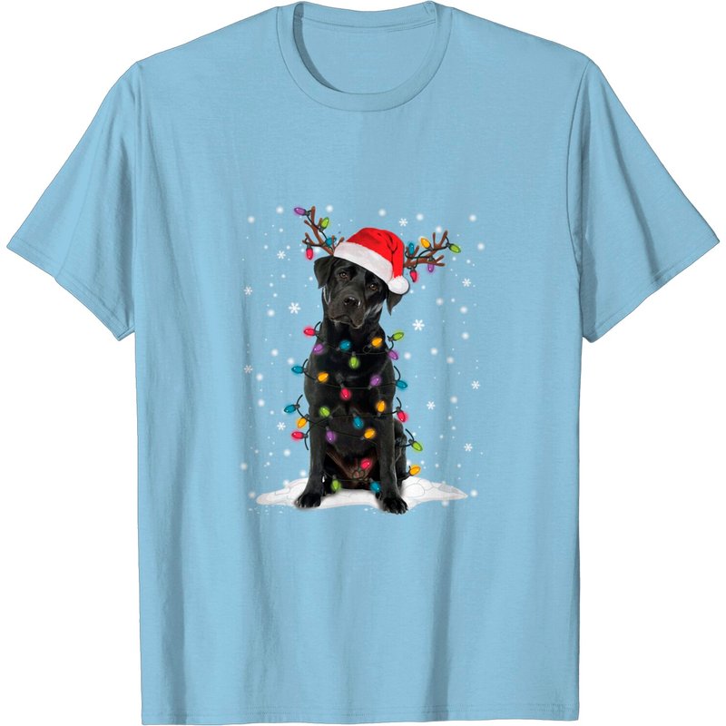T-shirt pour hommes Black Lab Labrador avec lumière d'arbre de Noël — T-shirts pour hommes