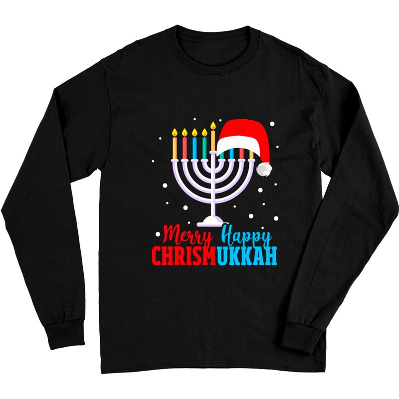 T-shirt à manches longues Hanukkah Noël Joyeux Chrismukkah — T-shirts pour hommes