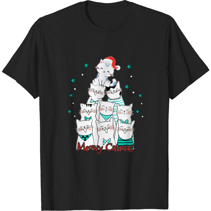Cat Lover Meowy Catmas Cat Tree T-Shirt for Men