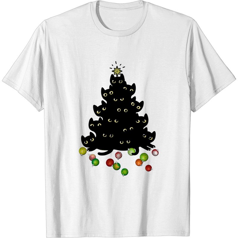 Cat Lovers Holiday Tree Christmas T-Shirt for Men