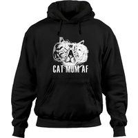 Hoodie Unisexe Cat Mom AF en Noir — Sweats à capuche pour hommes