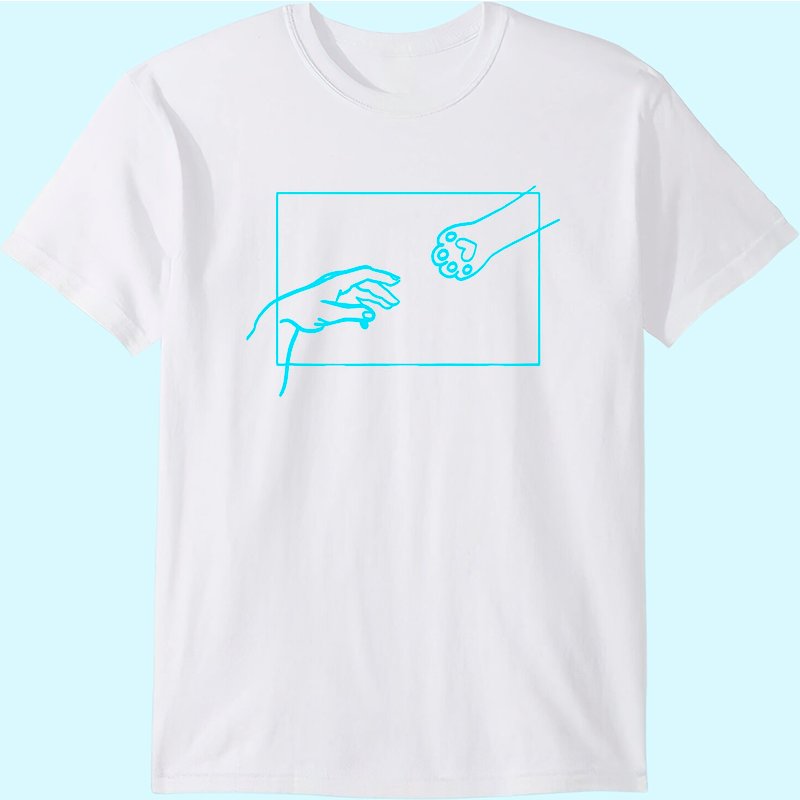 The Creation Of Adam Cat T-Shirt for Men in Black