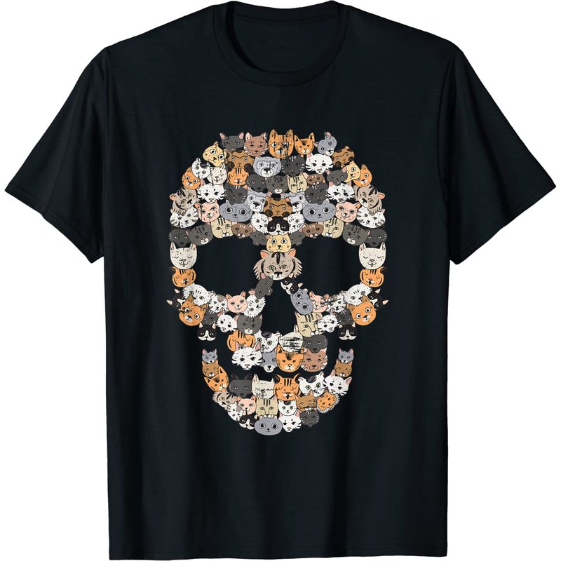 Kitten Skull Creepy Feline Skeleton T-Shirt for Men