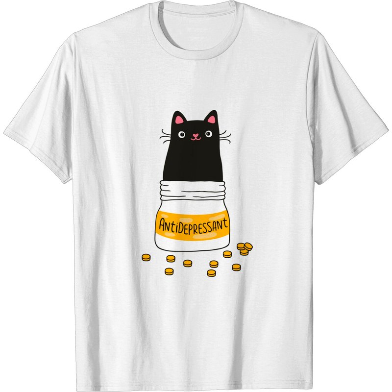 Men's Black Cat Antidepressant T-Shirt