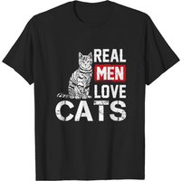 T-Shirt Real Men Love Cats pour hommes — T-shirts pour hommes