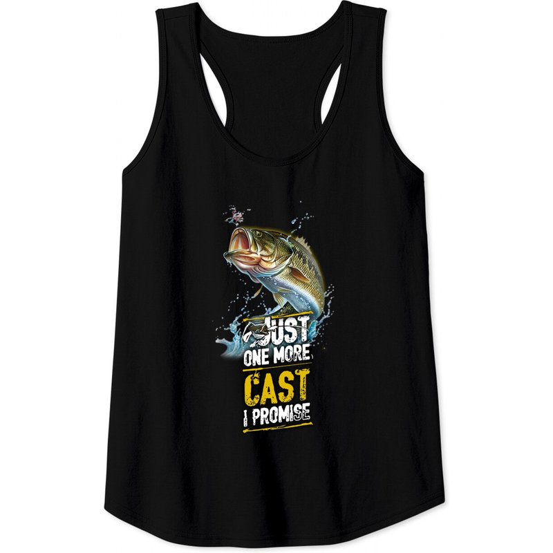 Just One More Cast I Promise Bass Fishing Tank Top for Men — Mens T Shirts