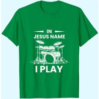 T-shirt In Jesus Name I Play Drummer pour hommes — T-shirts pour hommes