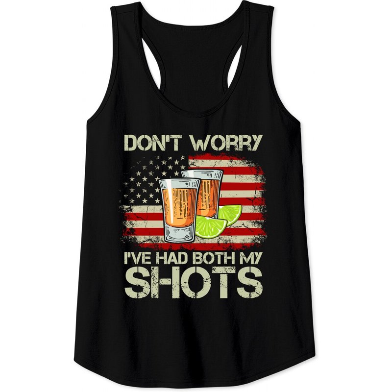 Don't Worry I've Had Both My Shots American Flag Tank Top — Mens T Shirts
