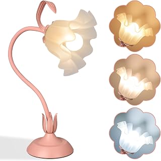 Vintage Flower Bedside Desk Lamp with 3 Color Modes and E26 Bulb