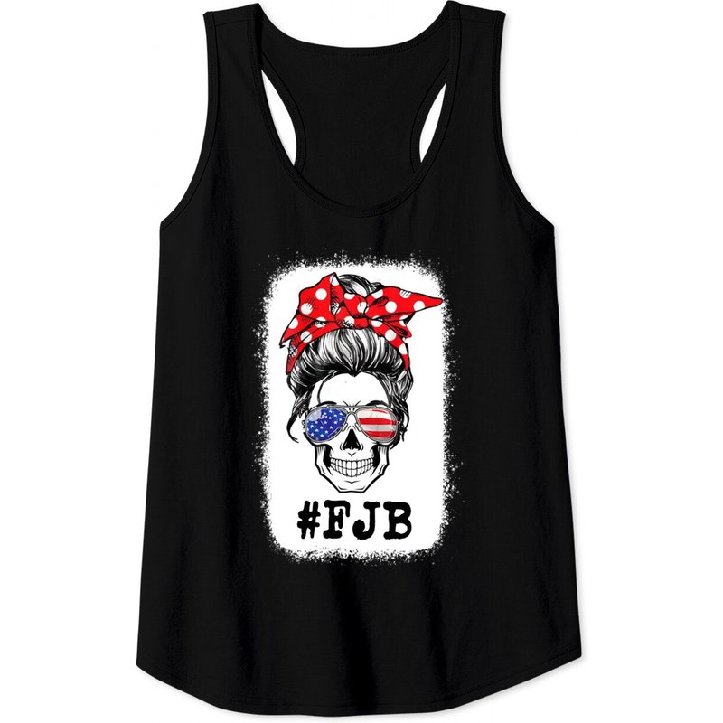 FJB Messy Bun Bleached Skull Pro US Hashtag Tank Top for Men — Mens T Shirts