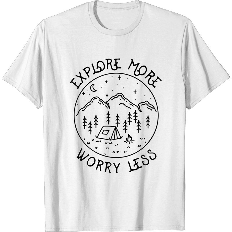T-shirt Explore More Worry Less Campfire Nature Lover pour hommes — T-shirts pour hommes