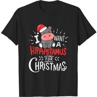 I Want Hippopotamus For Christmas Hippo T-Shirt for Men — Mens T Shirts