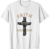 T-shirt pour hommes Jésus Christ Croix Foi sur la Peur