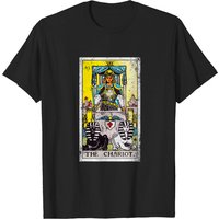 T-shirt Chariot Tarot Card pour hommes en noir — T-shirts pour hommes