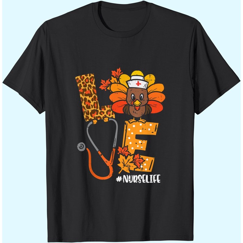 T-shirt Thanksgiving Infirmier Stéthoscope Love Turkey pour Hommes — T-shirts pour hommes