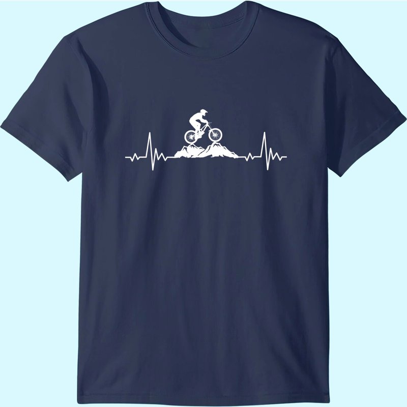 T-shirt Vintage de Cyclisme Mountain Heartbeat pour Hommes