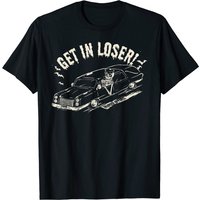 T-shirt gothique Skeleton In Hearse pour hommes Get In Loser
