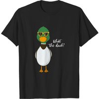 T-shirt What The Duck avec un canard drôle portant des lunettes de soleil pour hommes — T-shirts pour hommes
