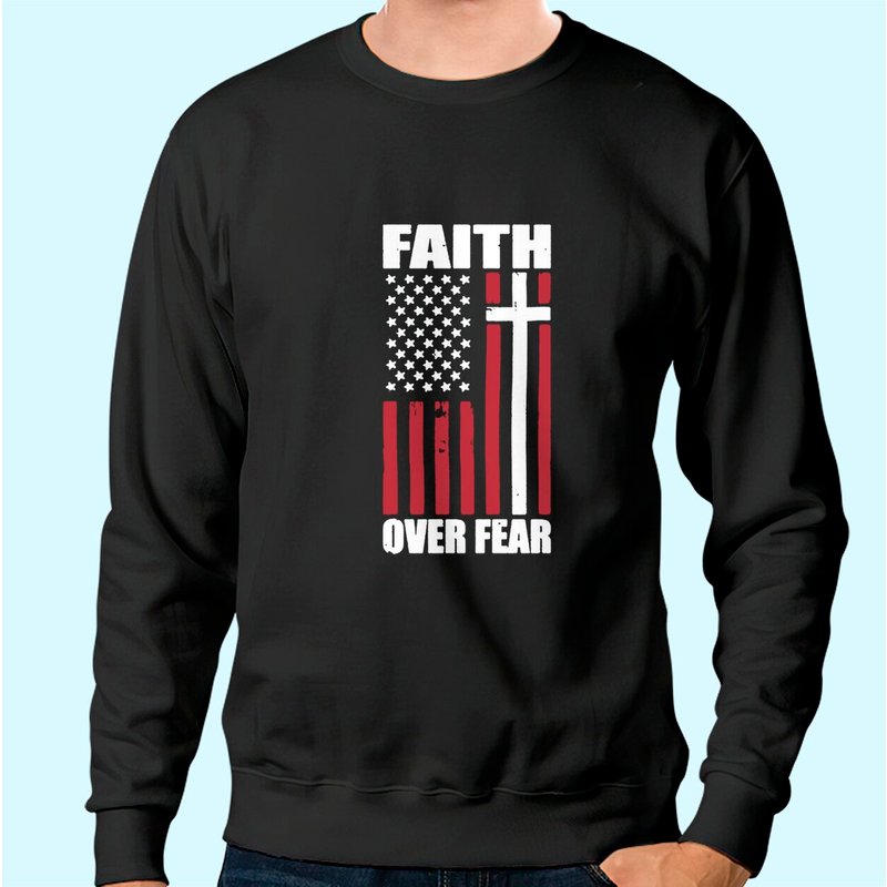 Sweat-shirt Faith Over Fear pour hommes - Crewneck unisexe noir — Sweats à capuche pour hommes