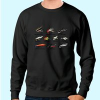 Sweat à Capuche Unisexe avec Lures de Pêche Vintage en Couleur