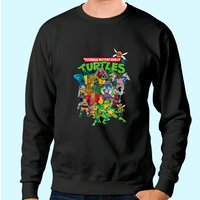 Sweatshirt Unisexe Noir avec Personnages des Tortues Ninja — Sweats à capuche pour hommes