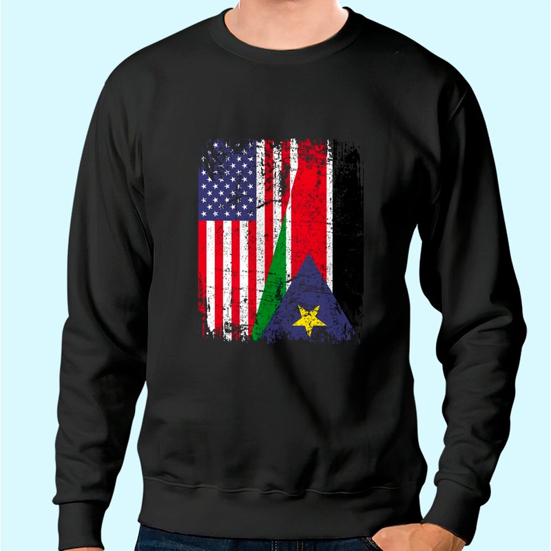 Sweat à capuche Sudanes Roots Drapeau Américain et Drapeau du Soudan du Sud — Sweats à capuche pour hommes