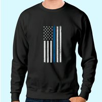 Sweatshirt de soutien à la police Thin Blue Line avec drapeau américain