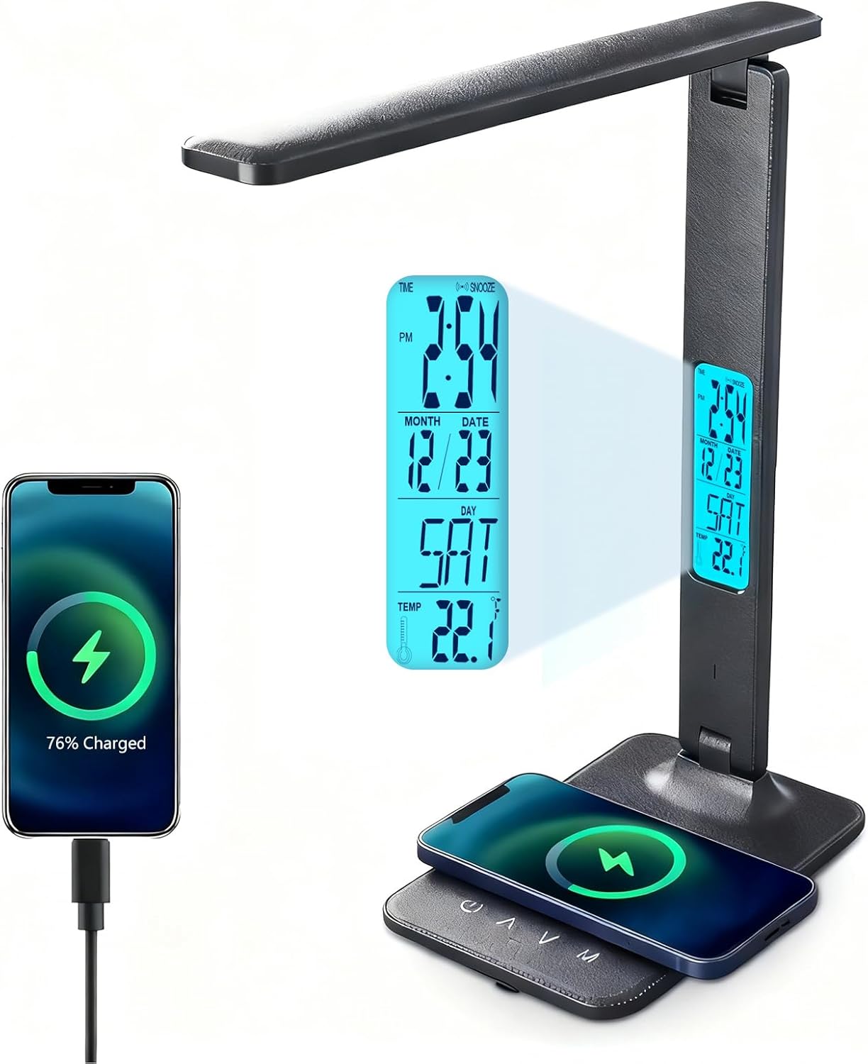Desk Lamp with Wireless Charger and Calendar Clock - Touch Control LED — Led Desk Lamp