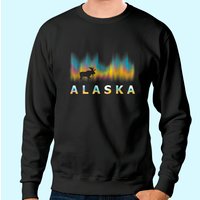 Sweatshirt Alaska Day Renne avec Lumières Polaires et Élan — Sweats à capuche pour hommes