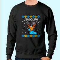 Sweatshirt Juif Juif de Noël avec Renne et Menorah — Sweats à capuche pour hommes