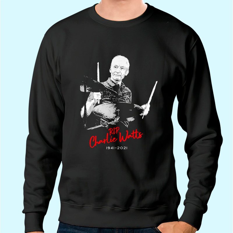 Sweatshirt Unisexe Noir Charlie Watts — Sweats à capuche pour hommes