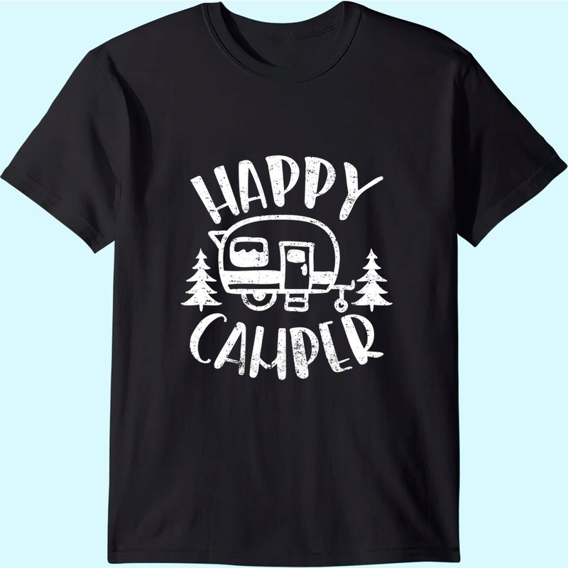 T-shirt de camping Happy Camper Trailer pour hommes