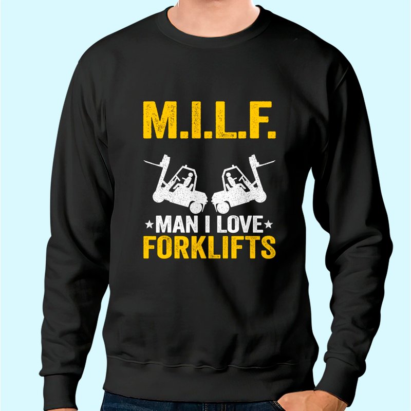 M.I.L.F. Man I Love Forklifts Jokes Sweatshirt pour Unisexe — Sweats à capuche pour hommes