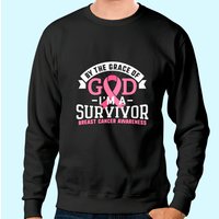 Breast Cancer Survivor Support Pink Ribbon Sweatshirt — Mens Hoodies