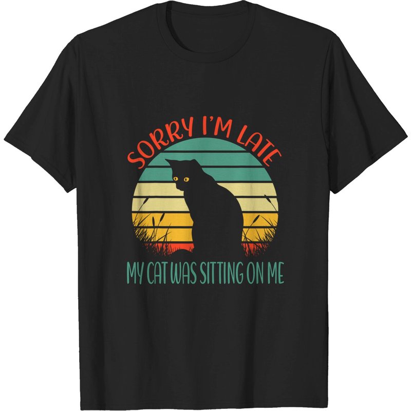 Désolé d'être en retard, mon chat était assis sur moi T-shirt pour hommes — T-shirts pour hommes