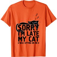 T-shirt drôle de maman de chat - Désolé, je suis en retard, mon chat était sur moi — T-shirts pour hommes