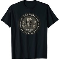 T-shirt pour hommes avec crâne de pirate et os croisés Key West, FL — T-shirts pour hommes