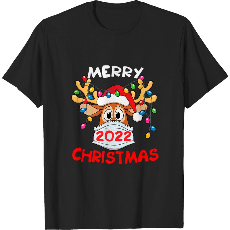 T-shirt drôle Renne avec Masque Noël 2022 pour hommes — T-shirts pour hommes