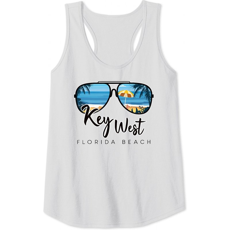 Débardeur Souvenir avec Palmiers et Lunettes de Soleil Key West — T-shirts pour hommes
