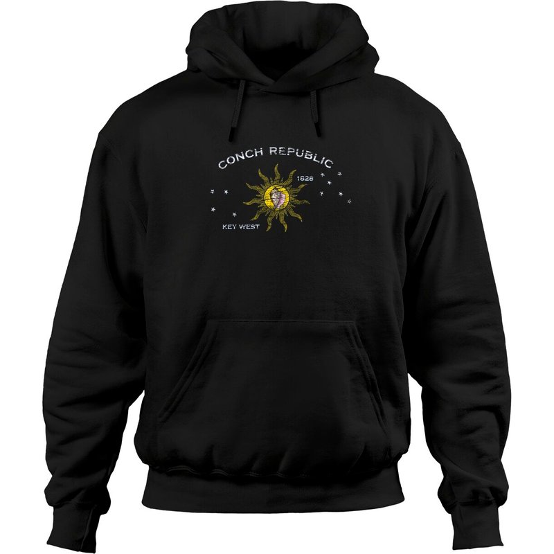 Hoodie Drapeau Distress de la République Conch de Key West Floride — Sweats à capuche pour hommes